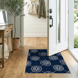 Navy Blue Geometric Star Mandala Area Rug
