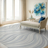 Wavy Grey Wavy Abstract Area Rug