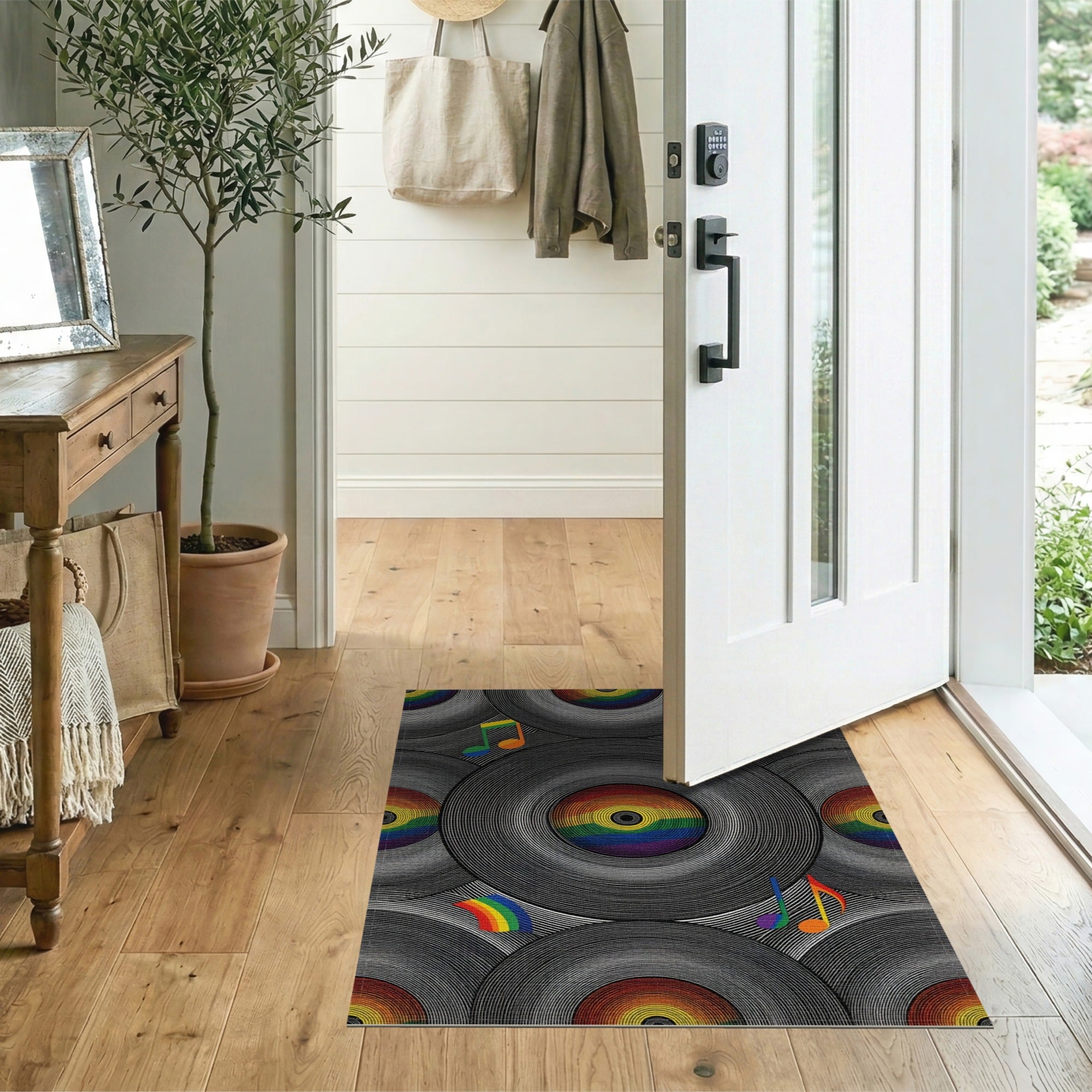 Rainbow Vinyl Record Music Area Rug