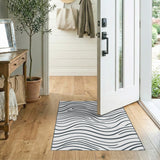 Abstract Area Wavy Lines Black White Abstract Area Rug