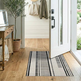 Black and White Modern Vertical Black White Stripe Area Rug