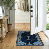 Celestial Navy Blue Geometric Area Rug