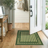 Green Gingham Checkered Area Rug