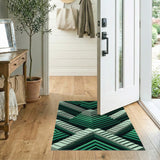 Emerald Green Geometric Stair Maze Area Rug