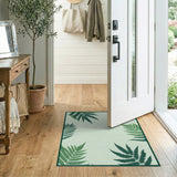 Green Mint Green Fern Leaf Area Rug