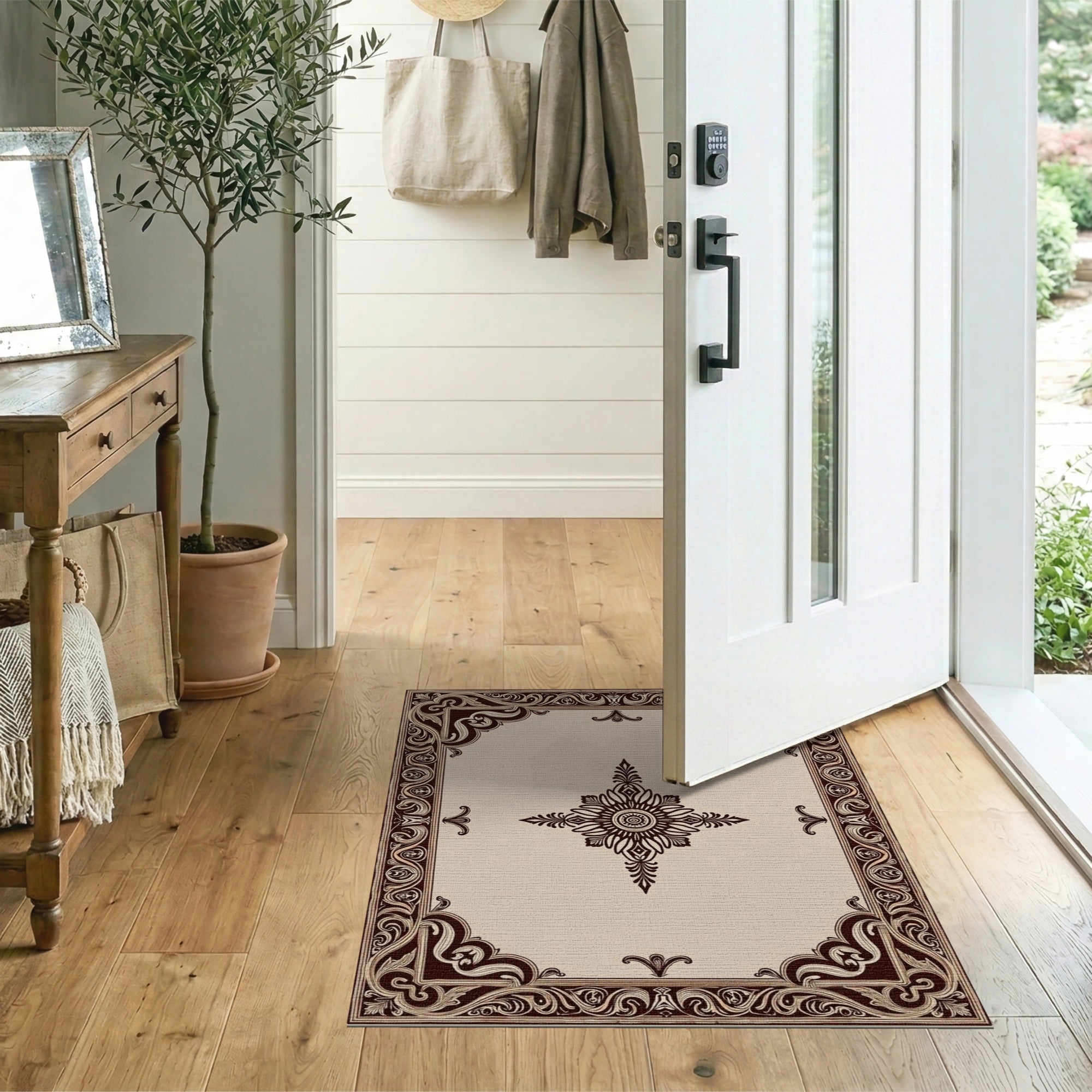Floral Vintage Ornate Beige Floral Medallion Area Rug