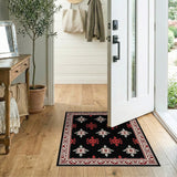 Black Persian Floral Rug with Red Border