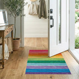 Vibrant Rainbow Horizontal Stripe Geometric Modern Area Rug