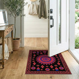 Red Blue Heritage Tribal Sun Mandala Rug