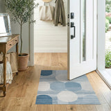 Blue Teal Geometric Circle Area Rug