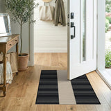 Bold Black Beige Vertical Stripe Area Rug