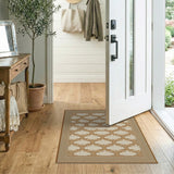 Cream Tan Lattice Geometric Area Rug