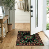 Ornate Green Sunburst Persian Medallion Rug
