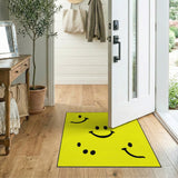Playful Yellow Smiley Face Kids Cartoon Rug