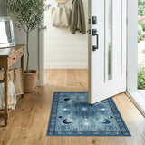 Moon Phase Celestial Blue Area Rug