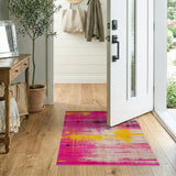 Vibrant Pink Yellow Splatter Abstract Area Rug