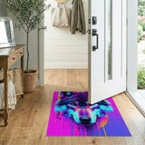 Neon Galaxy Wolf Head Area Rug