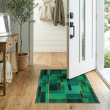 Emerald Green Gold-Framed Geometric Area Rug
