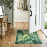 Vintage Fern Silhouette Green Area Rug