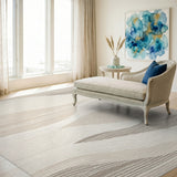 Wavy Beige and Neutral Beige Wavy Abstract Area Rug