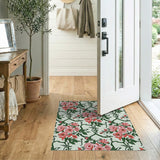 Pink Roses Vine Floral Vintage Rug