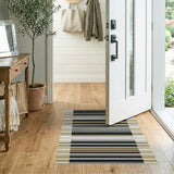 Modern Geometric Striped Neutral Rug