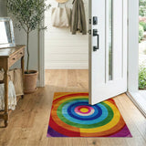 Vibrant Rainbow Concentric Circles Area Rug