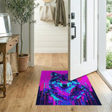 Cyberpunk Neon Wolf Area Rug