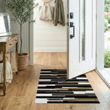 Modern Geometric Bar Area Rug in Black Tan