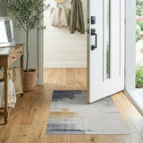 Grey Abstract Grey Brushstroke Area Rug