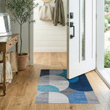 Blue and Teal Abstract Blue Teal Overlapping Circles Area Rug
