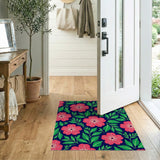 Pink Vibrant Pink Hibiscus Floral Area Rug