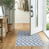 Blue Geometric Cutout Pattern Area Rug