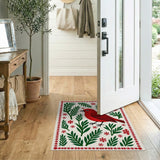 Red Cardinal Fern Area Rug