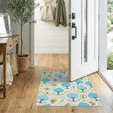 Whimsical Teal Forest Kids Rug with Animals Letters
