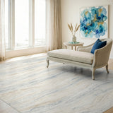 Wavy Abstract Beige Abstract Area Rug