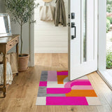 Vibrant Geometric Pink Orange Shag Area Rug