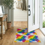Vibrant Rainbow Paint Splatter Floral Rug