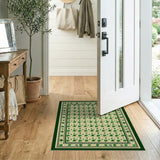 Floral Vintage Green Green Shamrock Clover Area Rug
