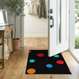 Vibrant Multi-Color Polka Dot Area Rug on Black