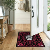 Red Ornate Gothic Skull Area Rug