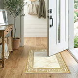 Gold and Silver Gold Greek Key Marble Area Rug