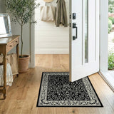 Traditional Persian Ornate Black White Persian Floral Area Rug