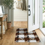 Brown Tan Abstract Leaf Patchwork Area Rug