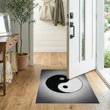 Geometric Modern Yin Yang Black White Geometric Area Rug