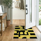 Vibrant Yellow Black Geometric Abstract Area Rug