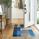 Blue Geometric Patchwork Area Rug
