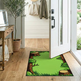 Whimsical Tree Stump Forest Green Area Rug