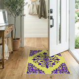 Vibrant Purple Floral Mandala Yellow Area Rug