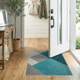 Teal Grey Geometric Triangle Area Rug
